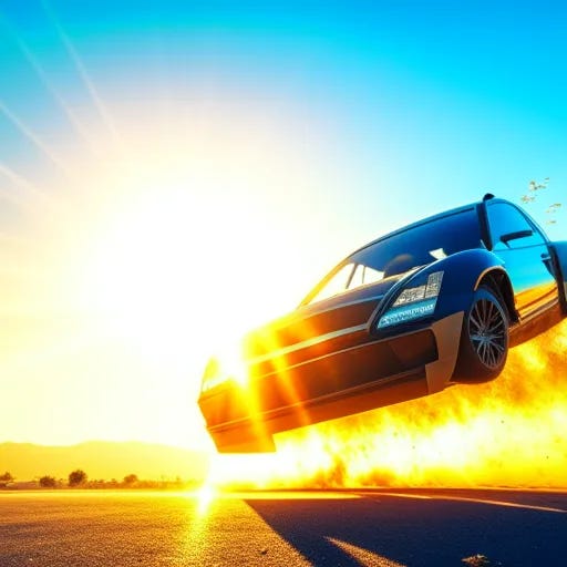 A self-driving car flying into the sun and crashing