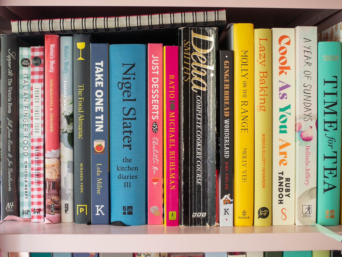 cookbooks on shelf