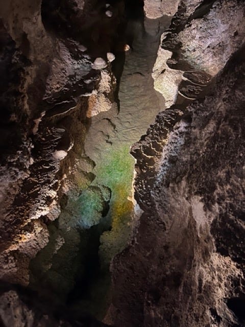 Water pools inside Carlsbad Caverns