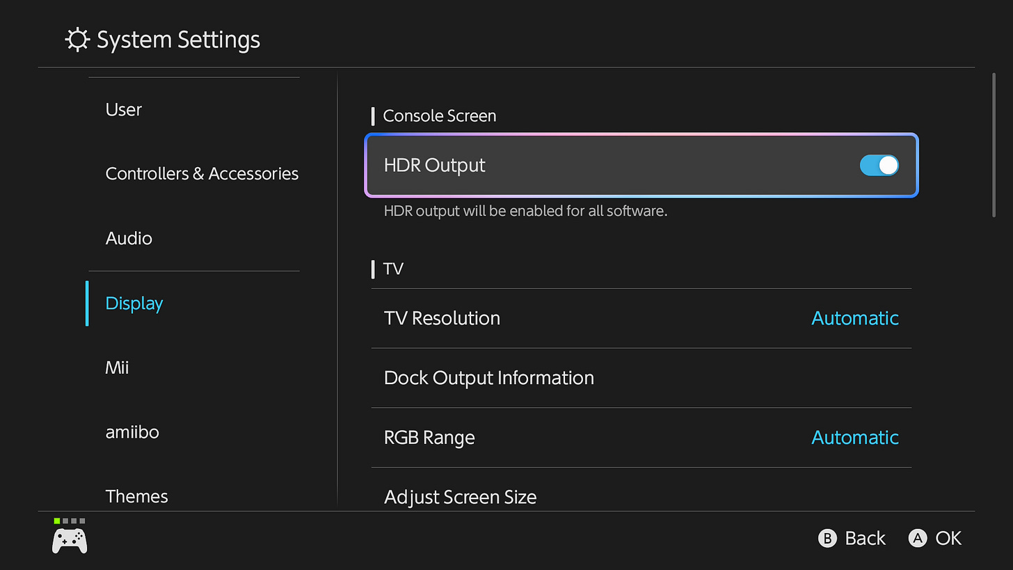 Nintendo Switch 2 display settings