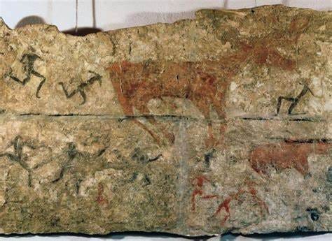 Men Taunting a Deer wall painting from Catalhoyuk, Turkey. c. 6000 BCE | Neolithic | Pinterest ...