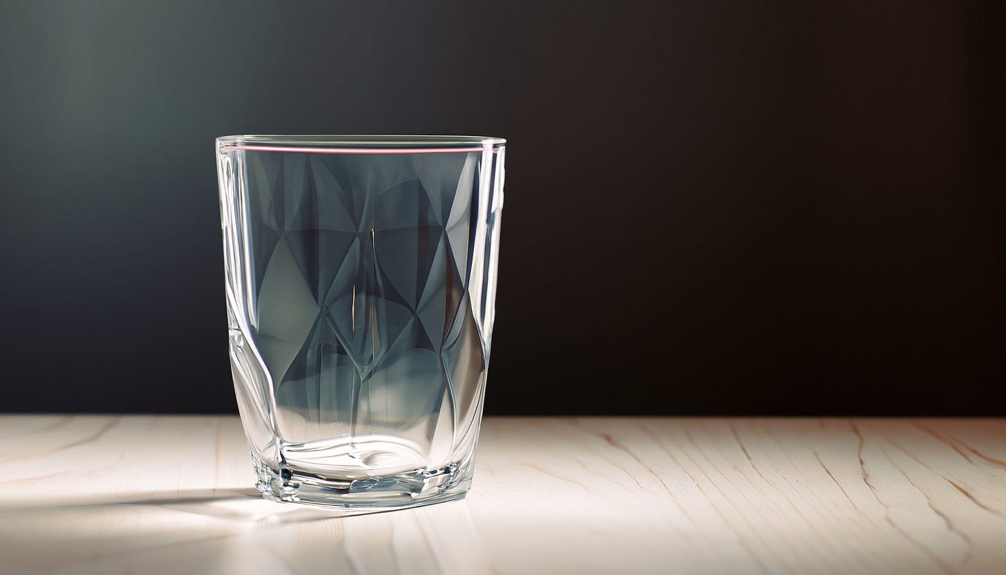 An empty drinking glass on a table