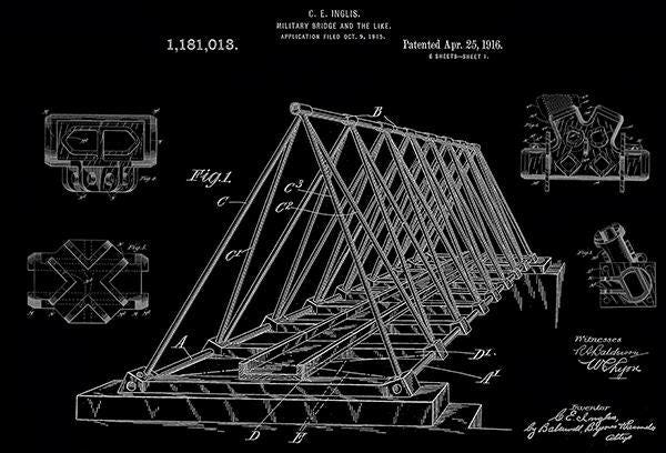1916 - Military Bridge - C. E. Inglis - Patent Art Magnet | eBay