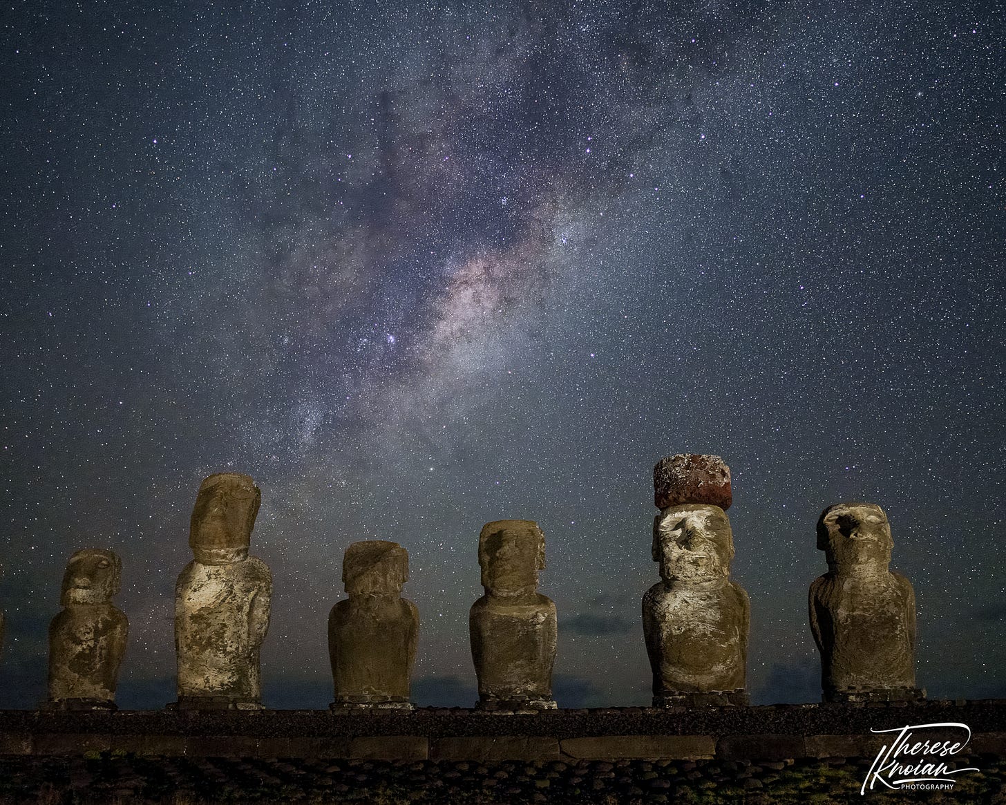 Photo of Moai on Easter Island under the Milky Way.