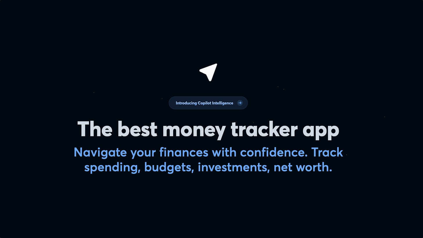 A screenshot of the main homepage of the Copilot money app.