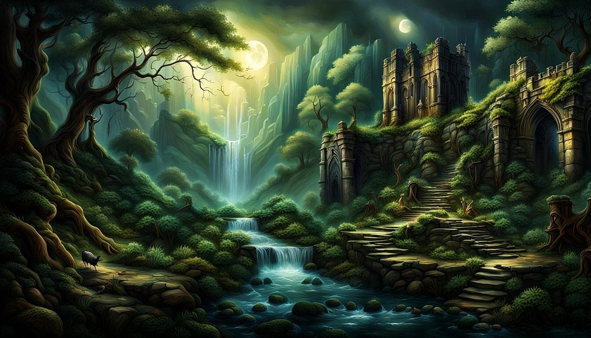 hawthorn wood in the forest, fantasy world