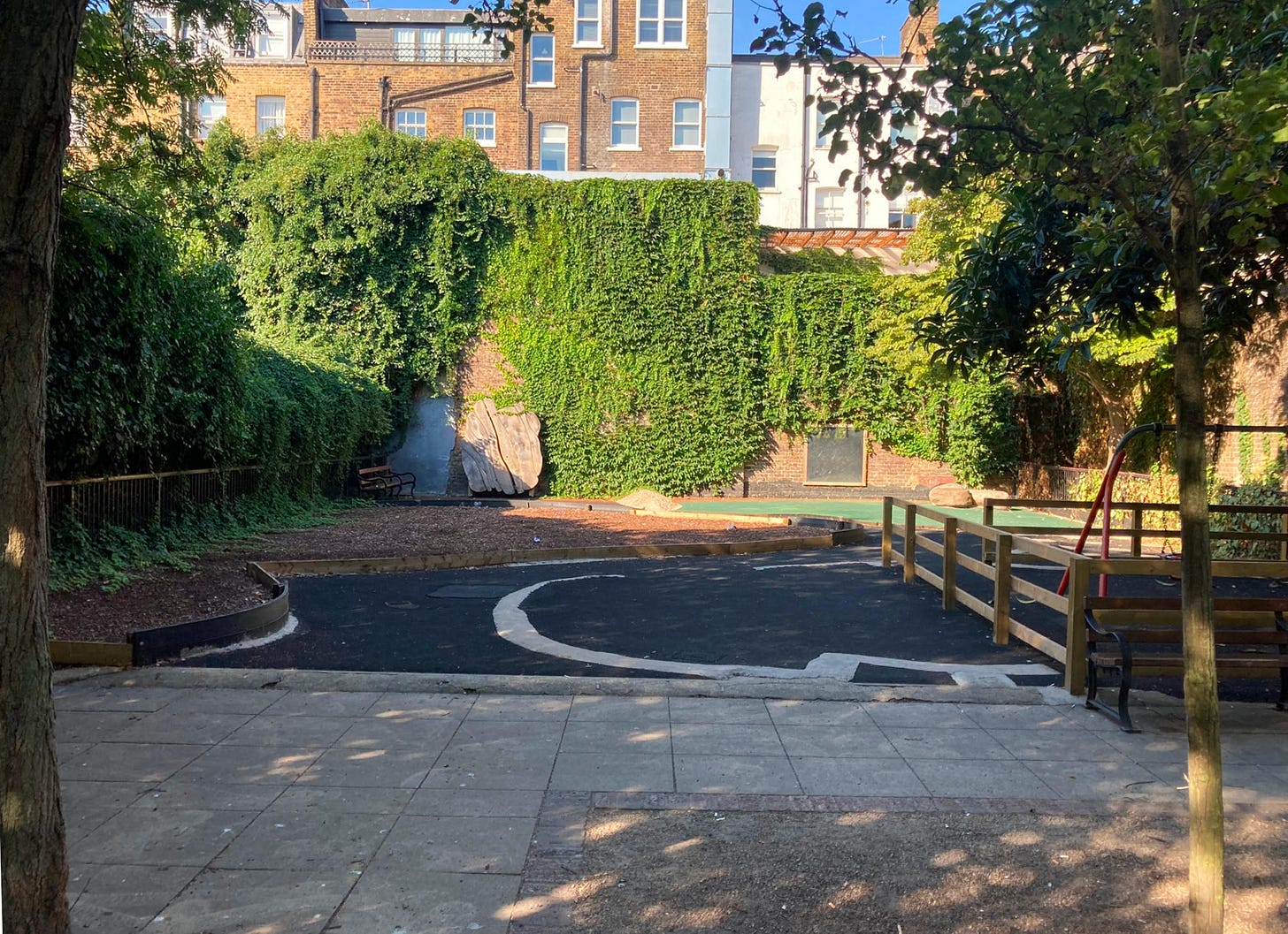 View of empty children's playground.