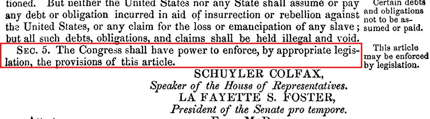 Image from the Statutes at Large of 1866, showing the correct Section 5 text.