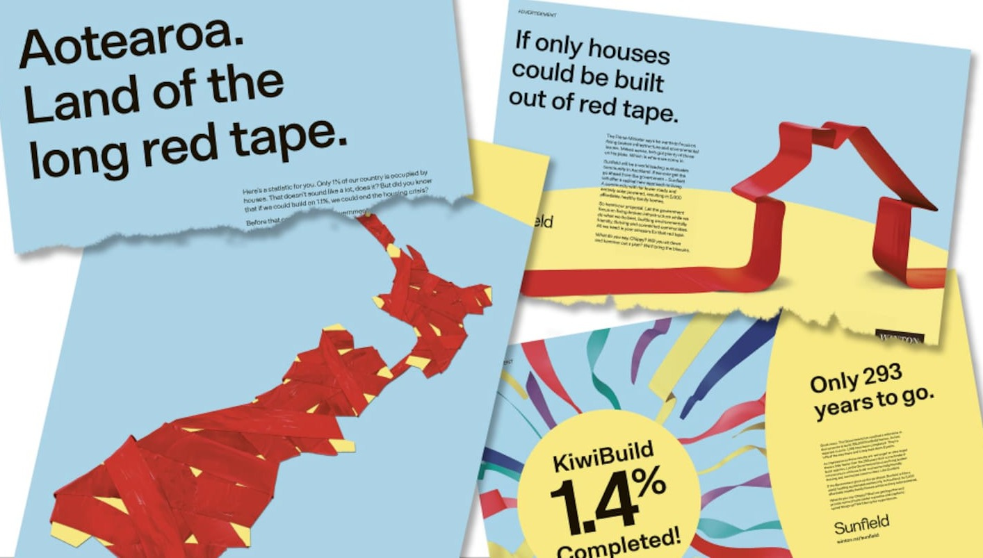 The Winton advertising campaign calls out PM Chris Hipkins and the Government's red-tape bureaucracy.