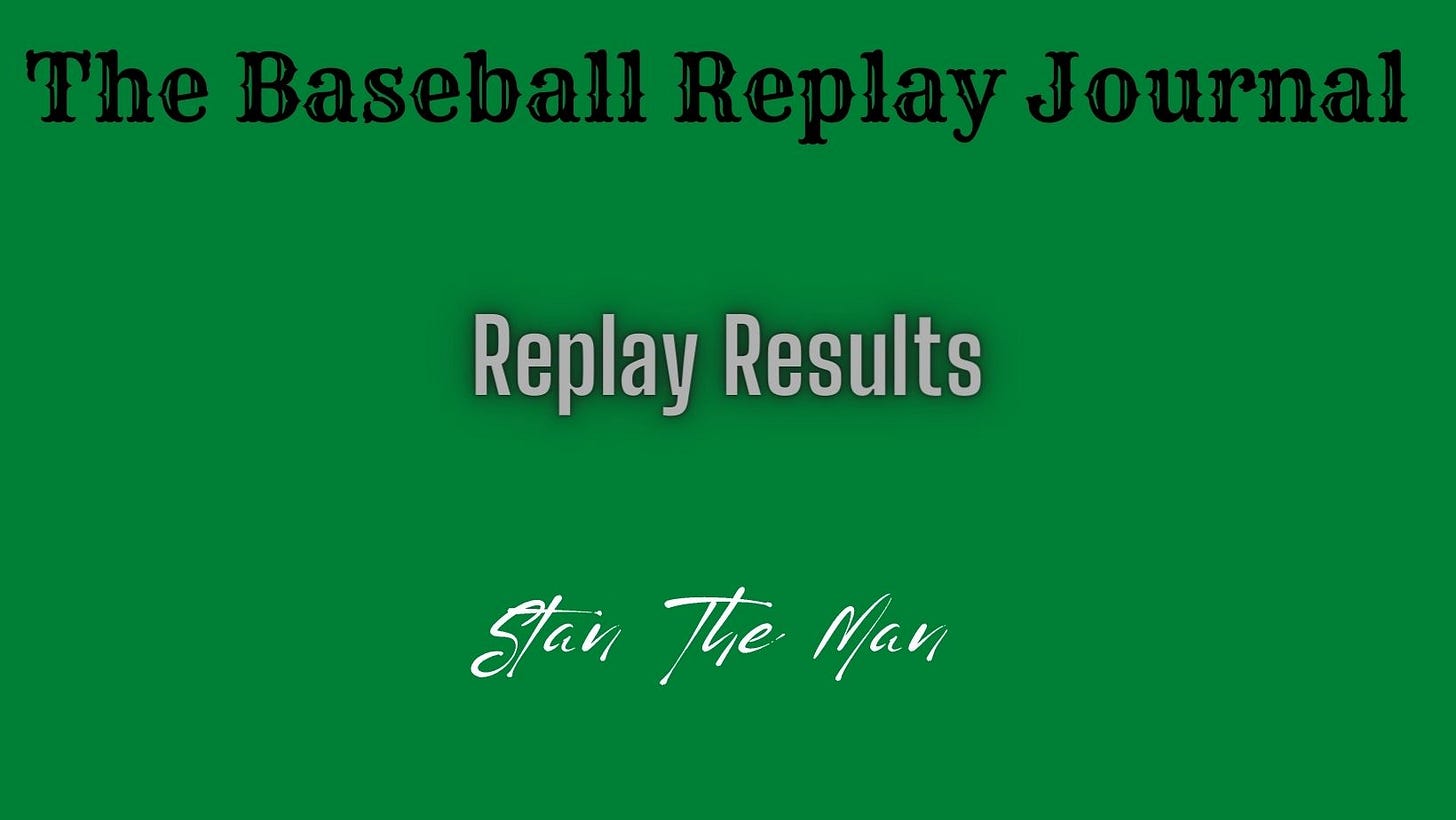 Baseball Replay Journal Results