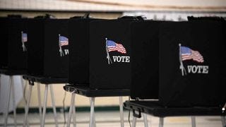 A row of voting booths