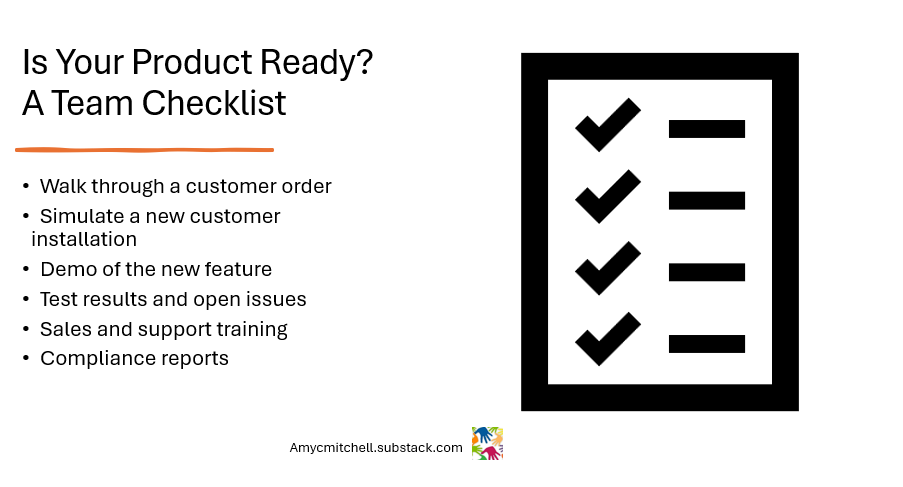 team checklist for product readiness