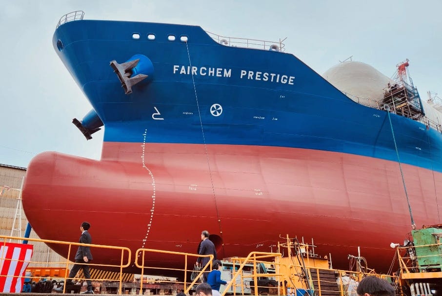 Fairfield Chemical Carriers' third LNG-fueled chemical tanker launched
