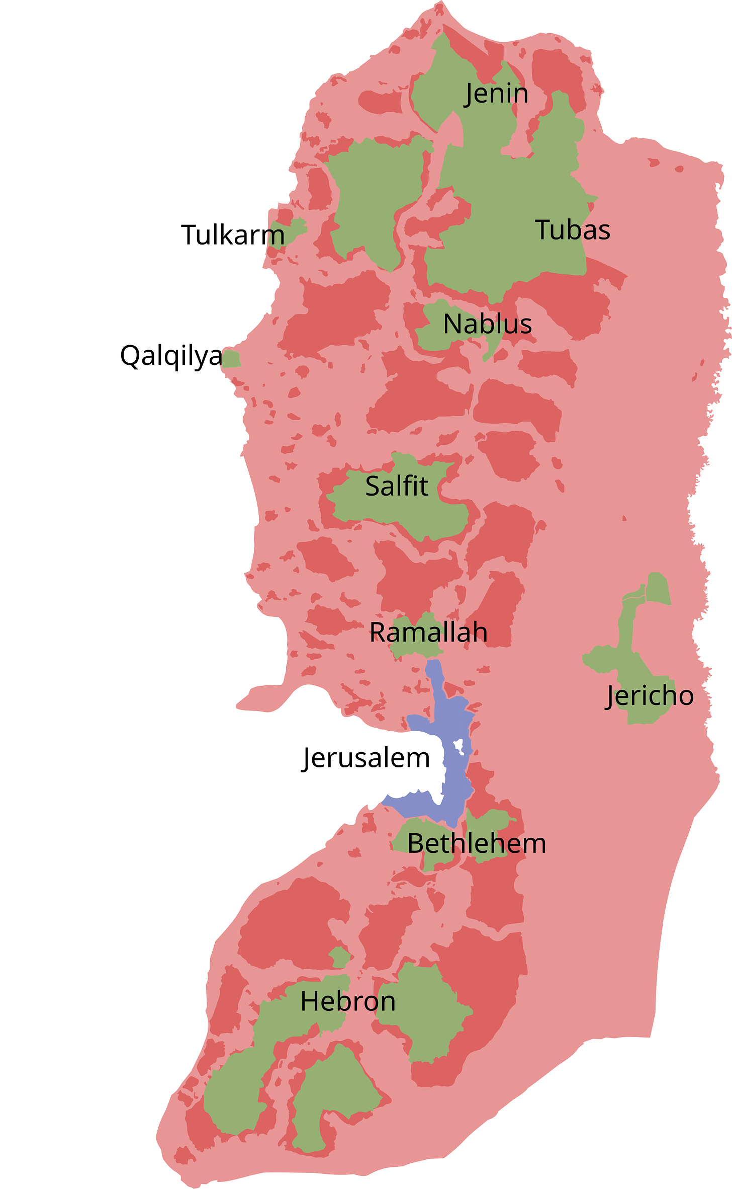 Easily understood map of Areas A, B, and C