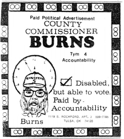 Accountability Burns newspaper campaign ad