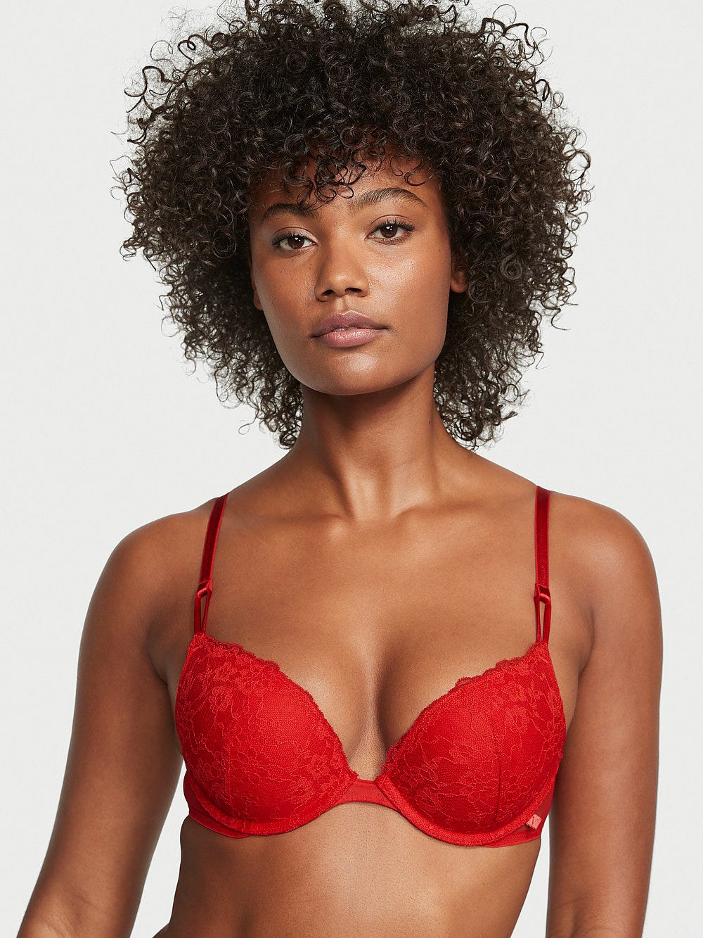 Victoria's Secret, Victoria's Secret Sexy Tee Lace Push-Up Bra, Lipstick, onModelFront, 1 of 3 Ange-Marie is 5'10" and wears 34B or Small