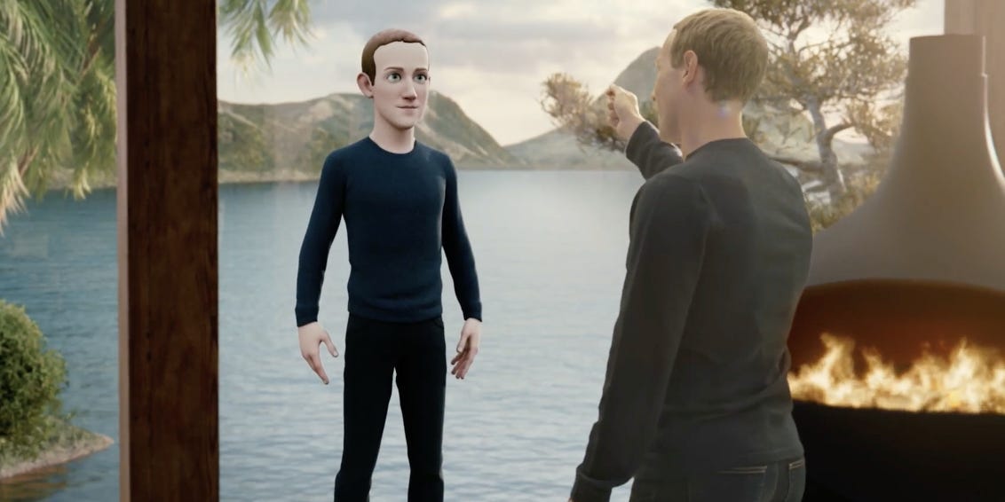 Mark Zuckerberg showing his 'metaverse' avatar during Connect 2021