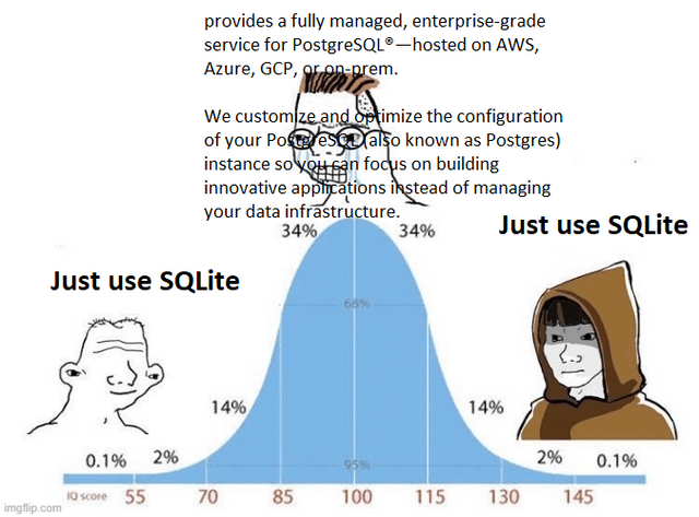 SQLite is fine for storing user settings. And also everything else :  r/ProgrammerHumor