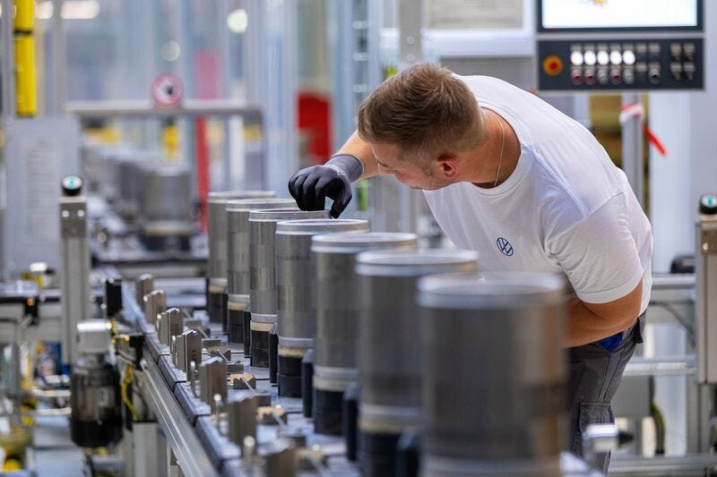 An electric motor&nbsp;production line at a fuel cell gigafactory, operated by Volkswagen,&nbsp;in Salzgitter, Germany.&nbsp;