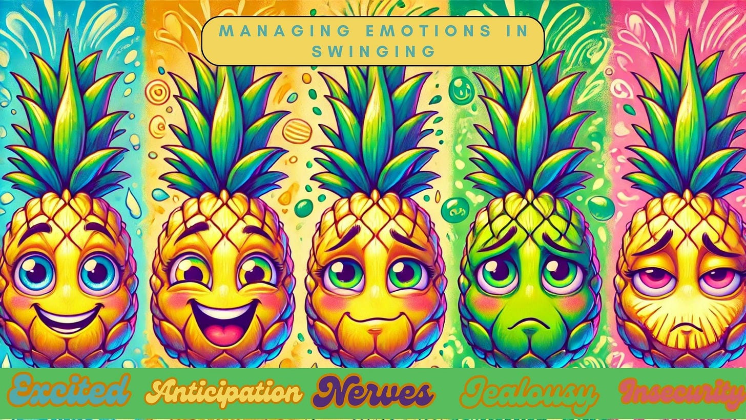 Pineapples with different displayed emotions