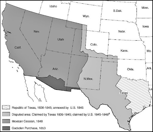 Map of the United States: Expansion 1836-1853