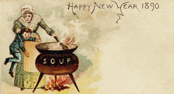 Weird Victorian Christmas and New Year Greeting Cards