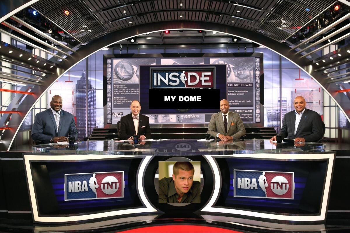 Shaquille O'Neal, Ernie Johnson, Kenny Smith and Charles Barkley on "Inside the NBA."