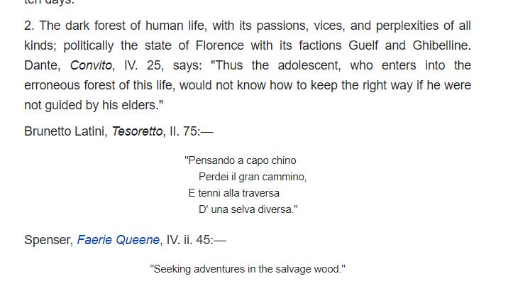 Screenshot from the notes to accompany Longfellow's Divine Comedy on Wikisource. These are notes from Canto II of Inferno. They are well-formatted, clear, and include links for further reading.