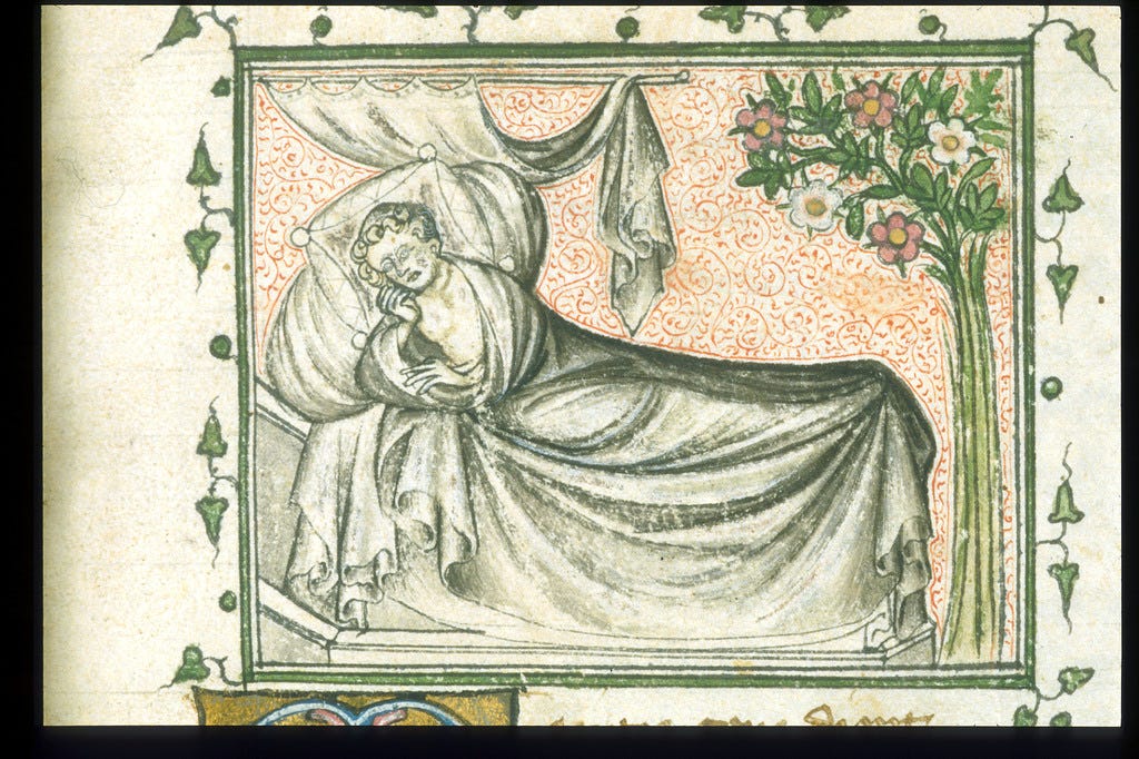 Dream from BL YT 21, f. 3 - Public domain medieval manuscript