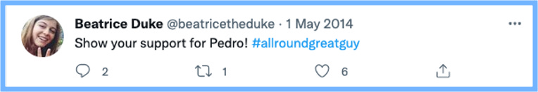 Bea Tweets: Show your support for Pedro! #allroundgreatguy