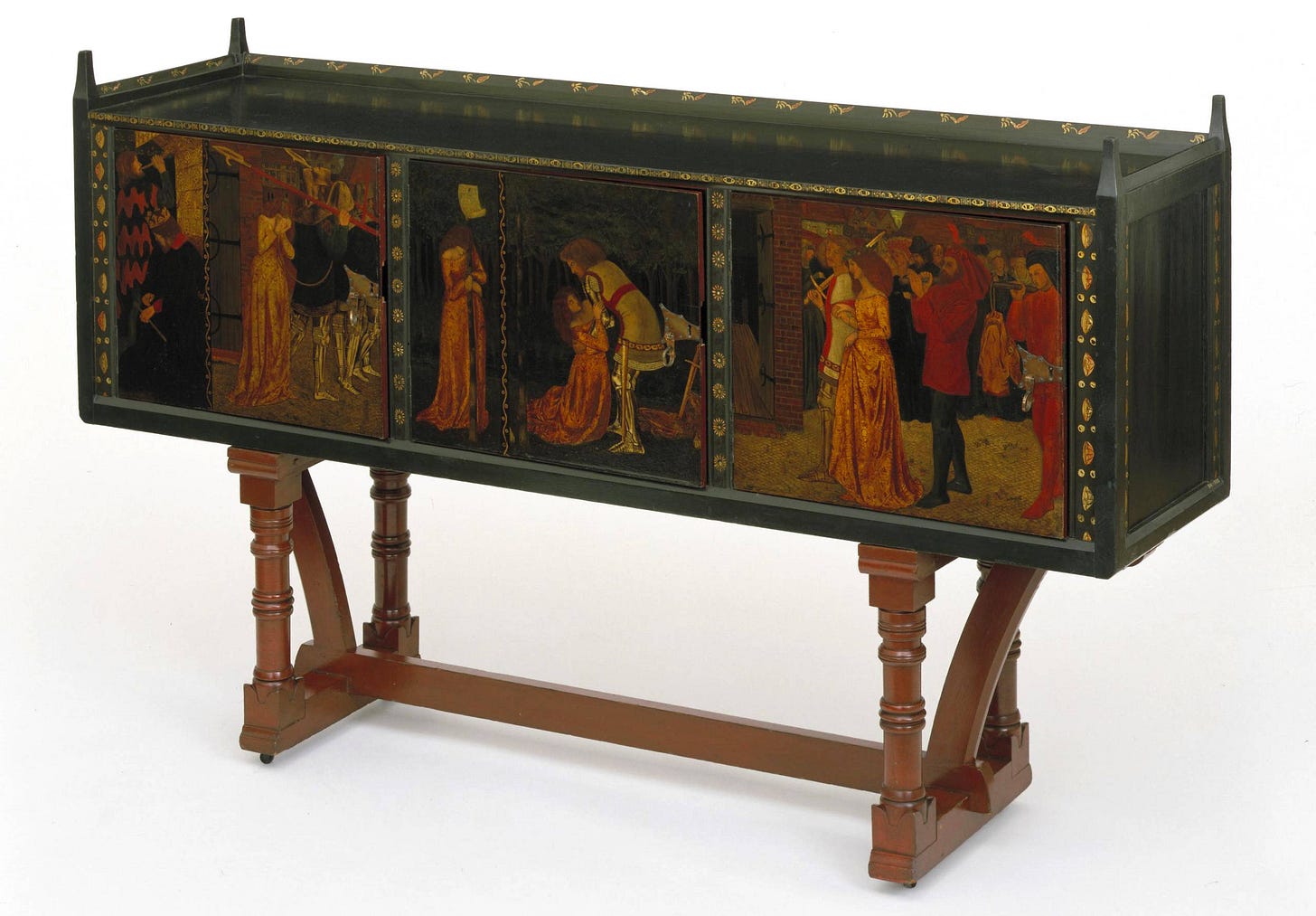 St George Cabinet, designed by Philip Webb, painted by William Morris, manufactured by Morris, Marshall, Faulkner & Co., 1861 – 2, England at the V&A
