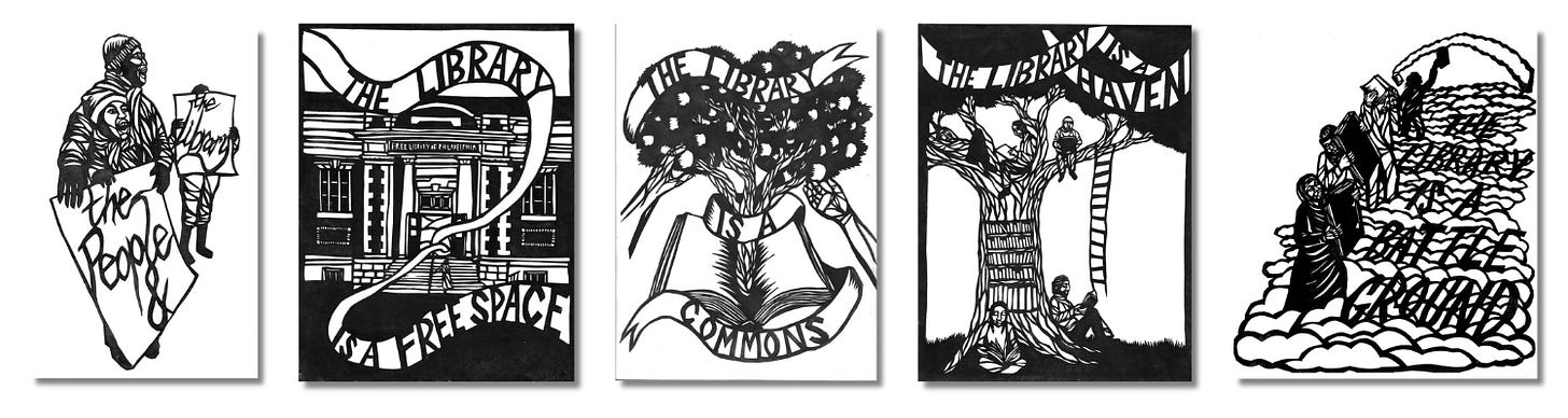 Papercut art from a zine entitled The People and The Library by Erik Ruin