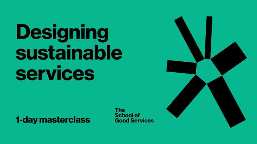 A green background with a title that says Designing Sustainable Services
