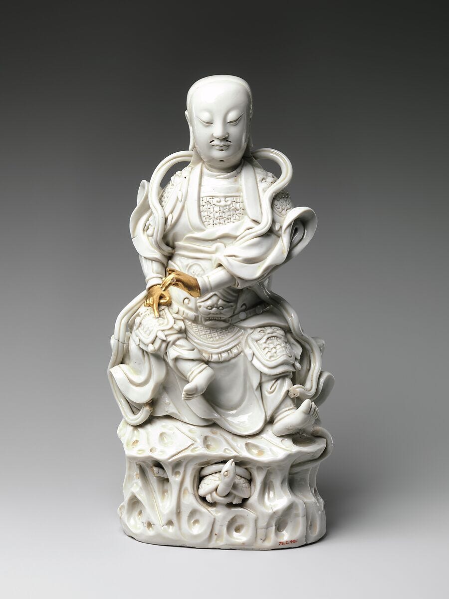 Daoist deity Zhenwu, Porcelain with ivory glaze (Dehua ware), China 