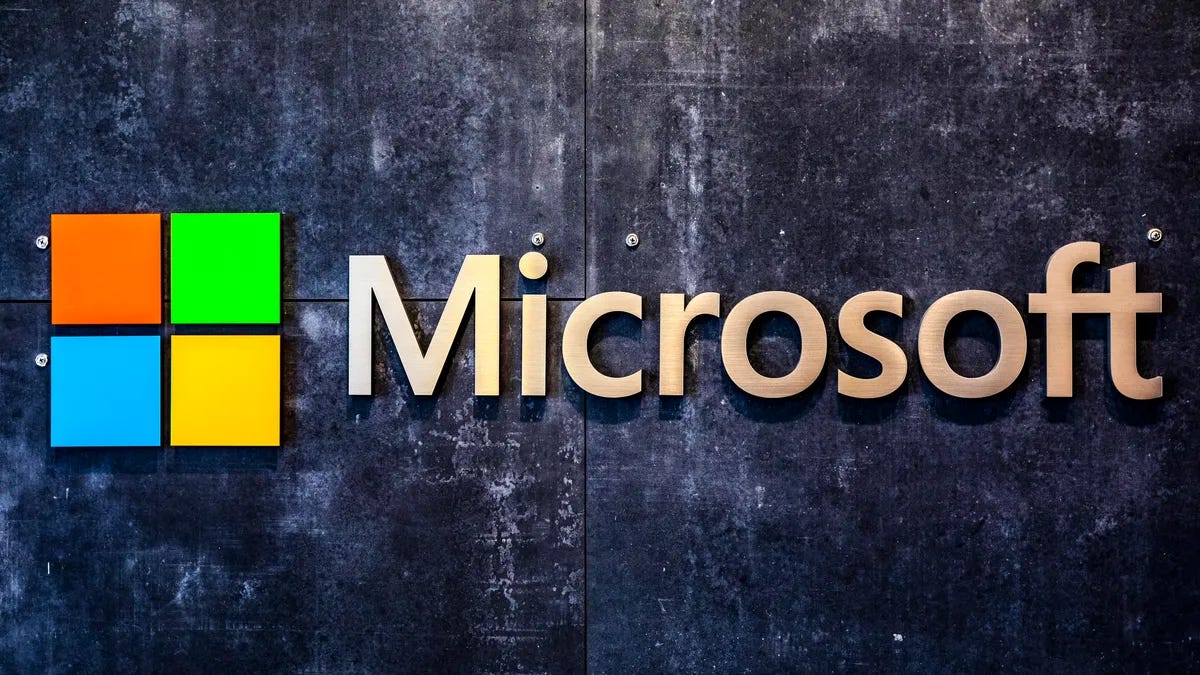 Microsoft logo on a metallic textured surface