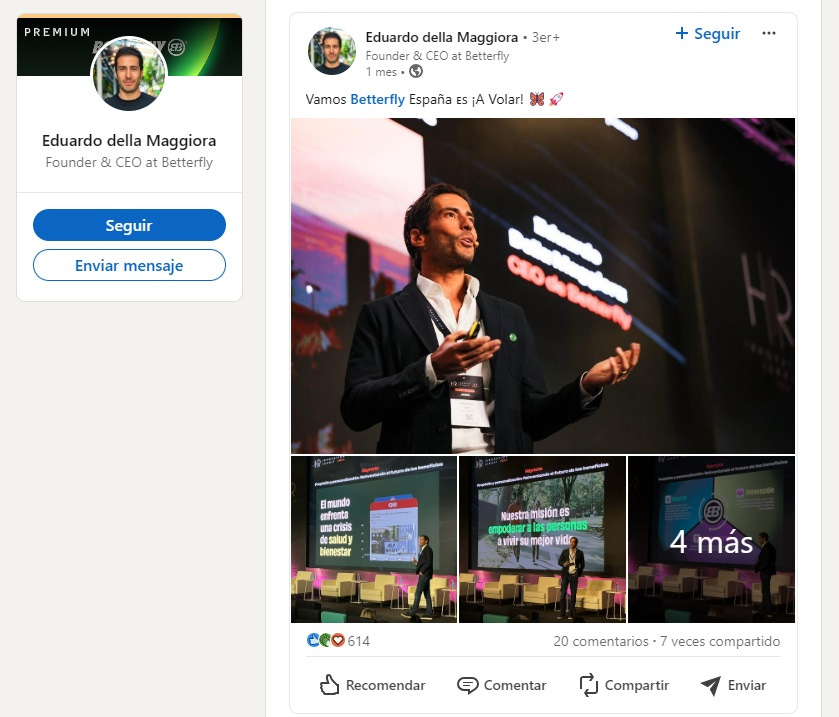 Pantallazo del perfil de Eduardo della Maggiora en LinkedIn