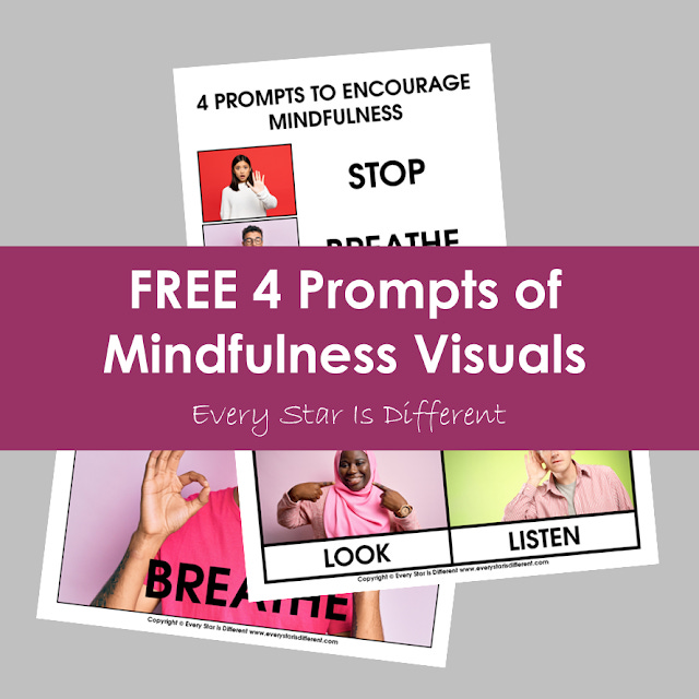 FREE Four Prompts to Encourage Mindfulness Visuals