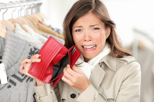 Empty Wallet Woman With No Money Shopping Stock Photo - Download Image Now  - Empty Wallet, Retail, Shopping - iStock