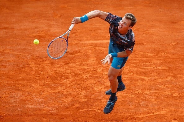 tomas berdych serving to gael monfils monte carlo masters 2015