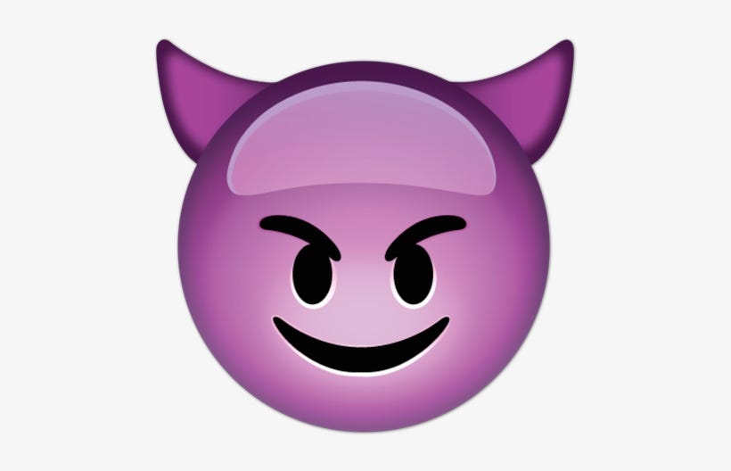 Wall Stickers Smiling Face With Horns - Devil Face Emoji Transparent PNG -  490x462 - Free Download on NicePNG