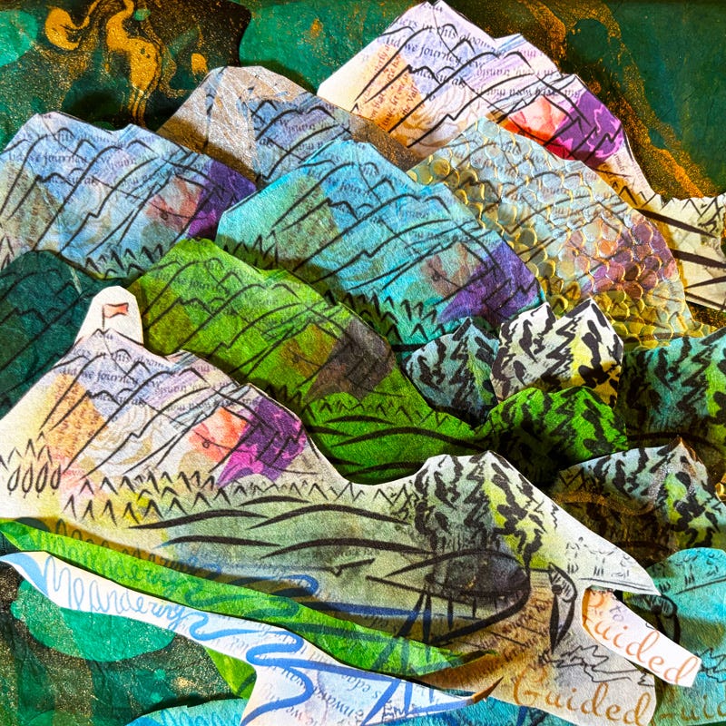 paper collage mountains
