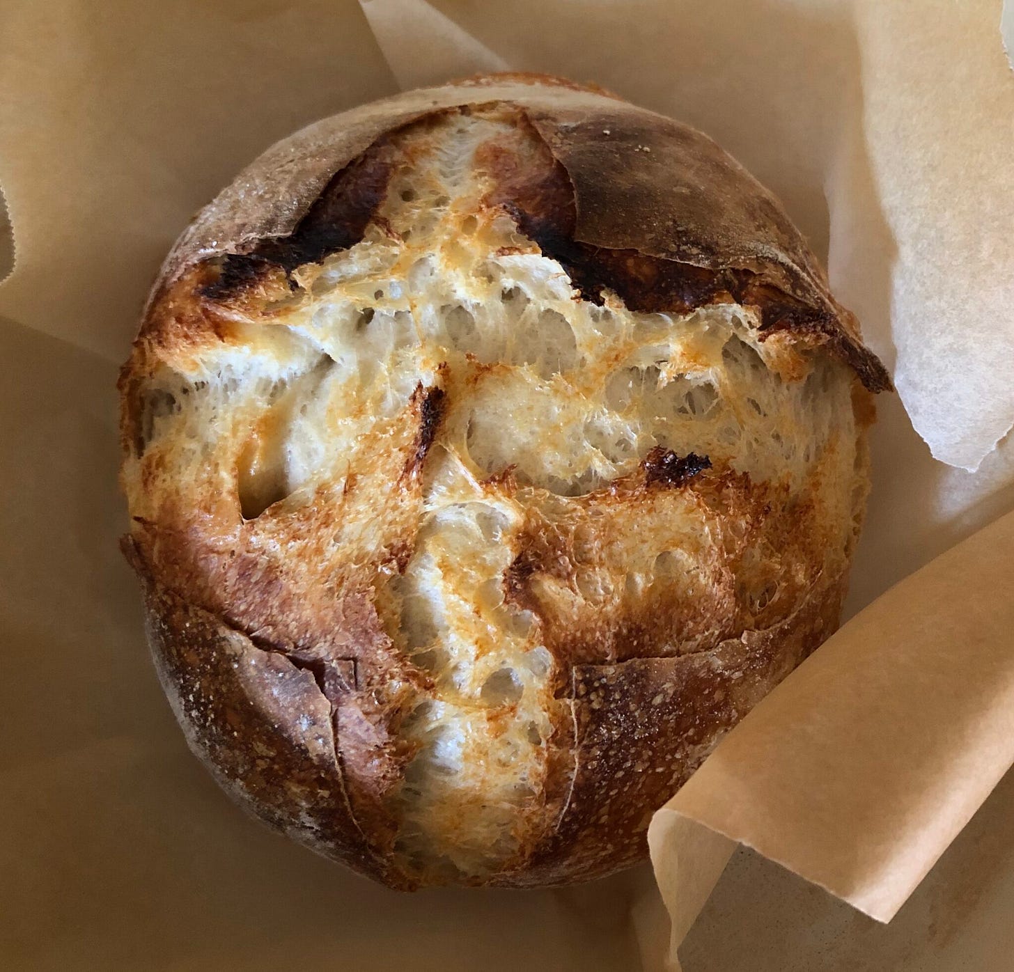 photo of a boule of sourdough bread