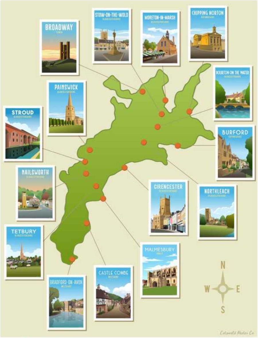 Map of the Cotswolds Map of the Cotswolds