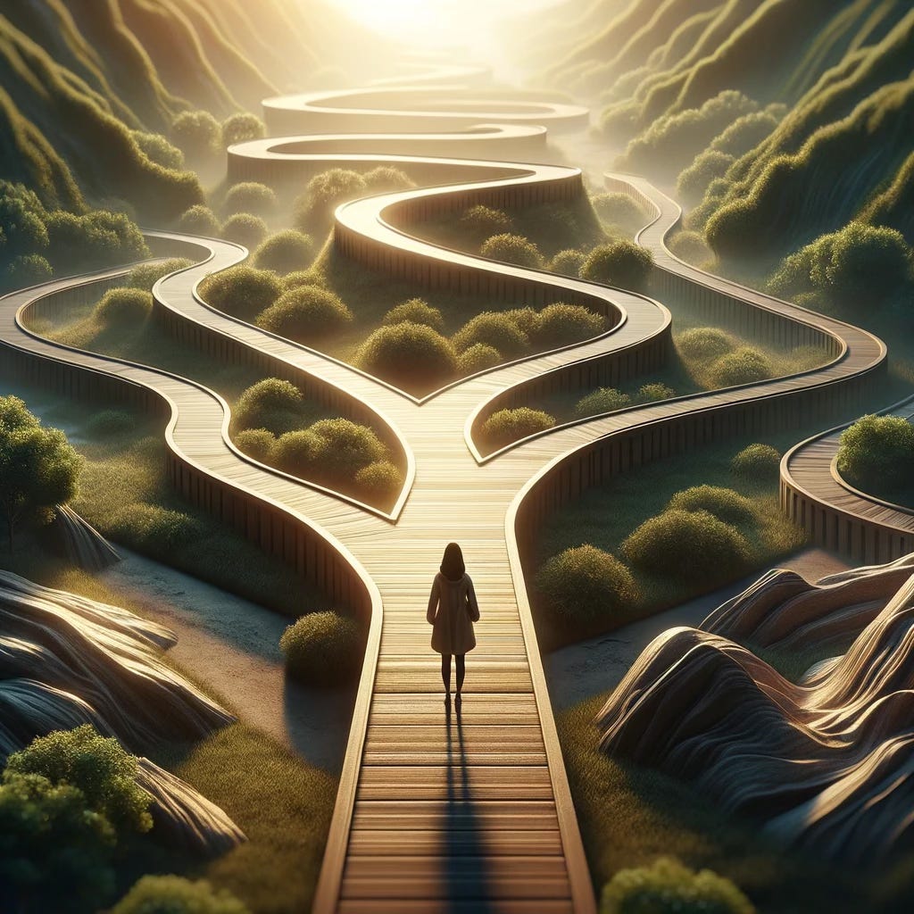 a person is seeing many paths in the journey ahead