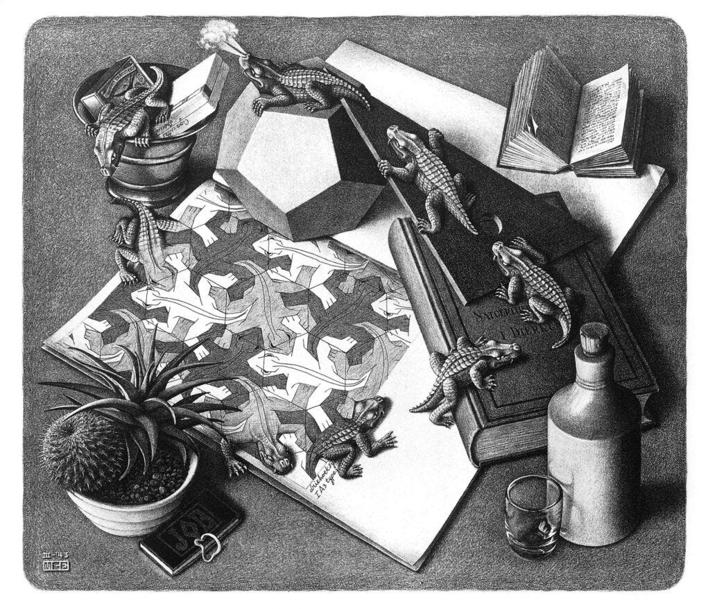 ANIMAL ART OF THE DAY for M.C. Escher's Birthday: Escher's Reptiles – ART  HISTORY ANIMALIA