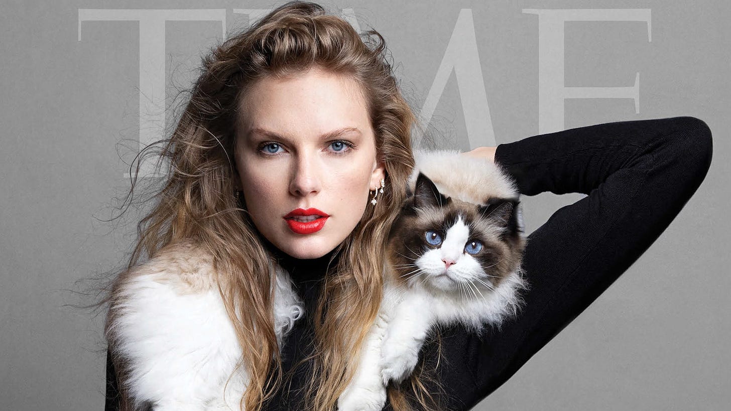 Taylor Swift is 2023's Time Person of the Year, shares cover with cat