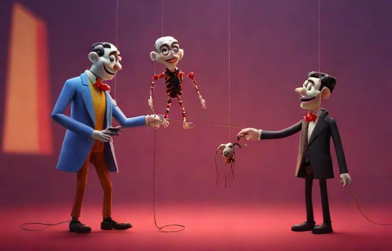 Marionettes Having Their Strings Pulled by a Psychopathic Puppetmaster
