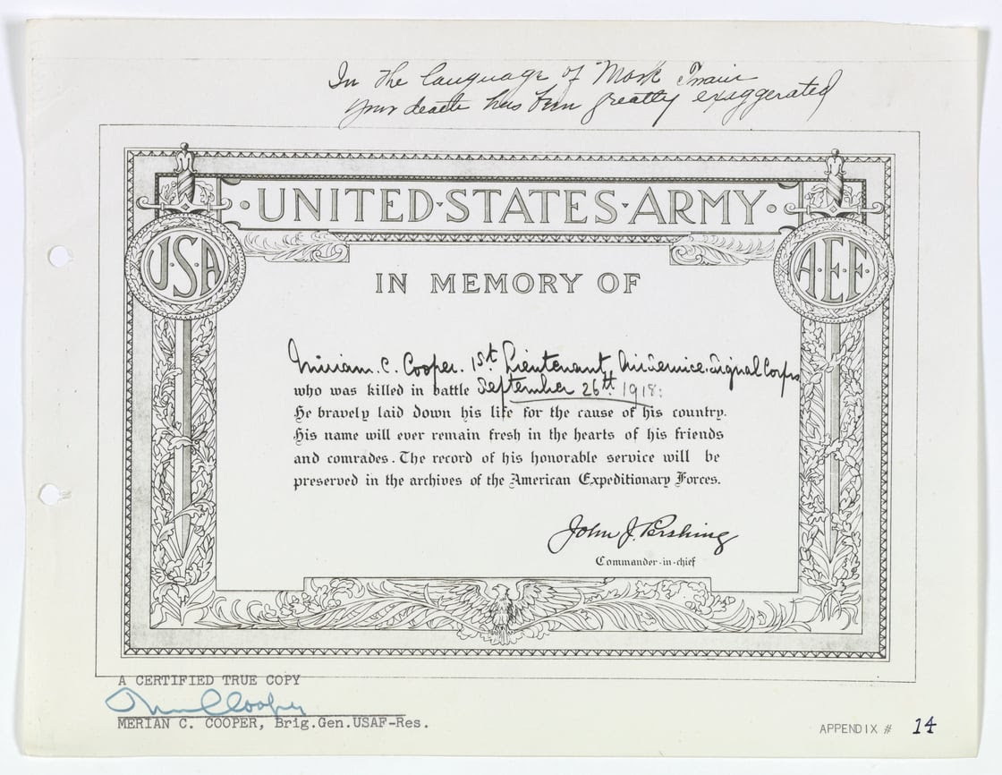 Death Certificate for Merian C. Cooper, National Archives Identifier 7787194