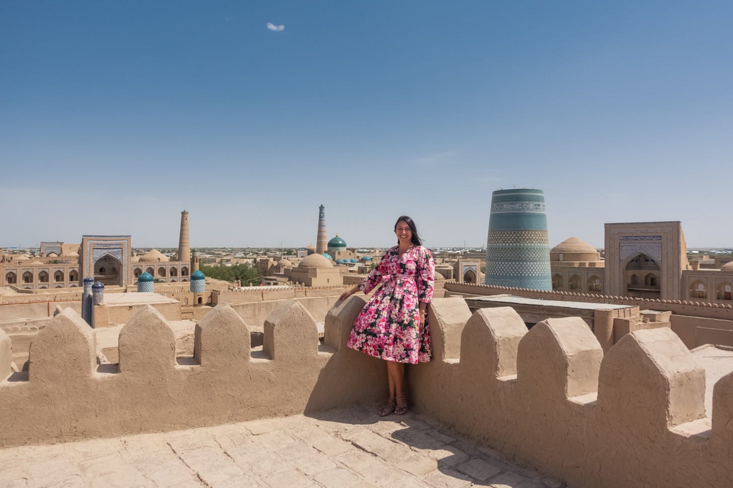 Visiting the Silk Road in Khiva, Uzbekistan, two days before an almost deadly car accident in the same country.