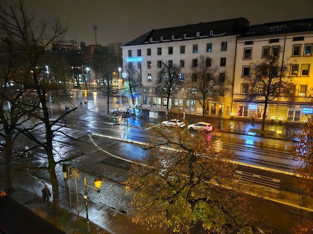 View from my room in the hotel in Augsburg